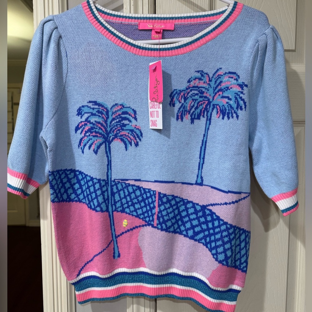 Lilly Pulitzer NWT! Ravello Blue Perfect Match Intarsia Vivie Sweater size small